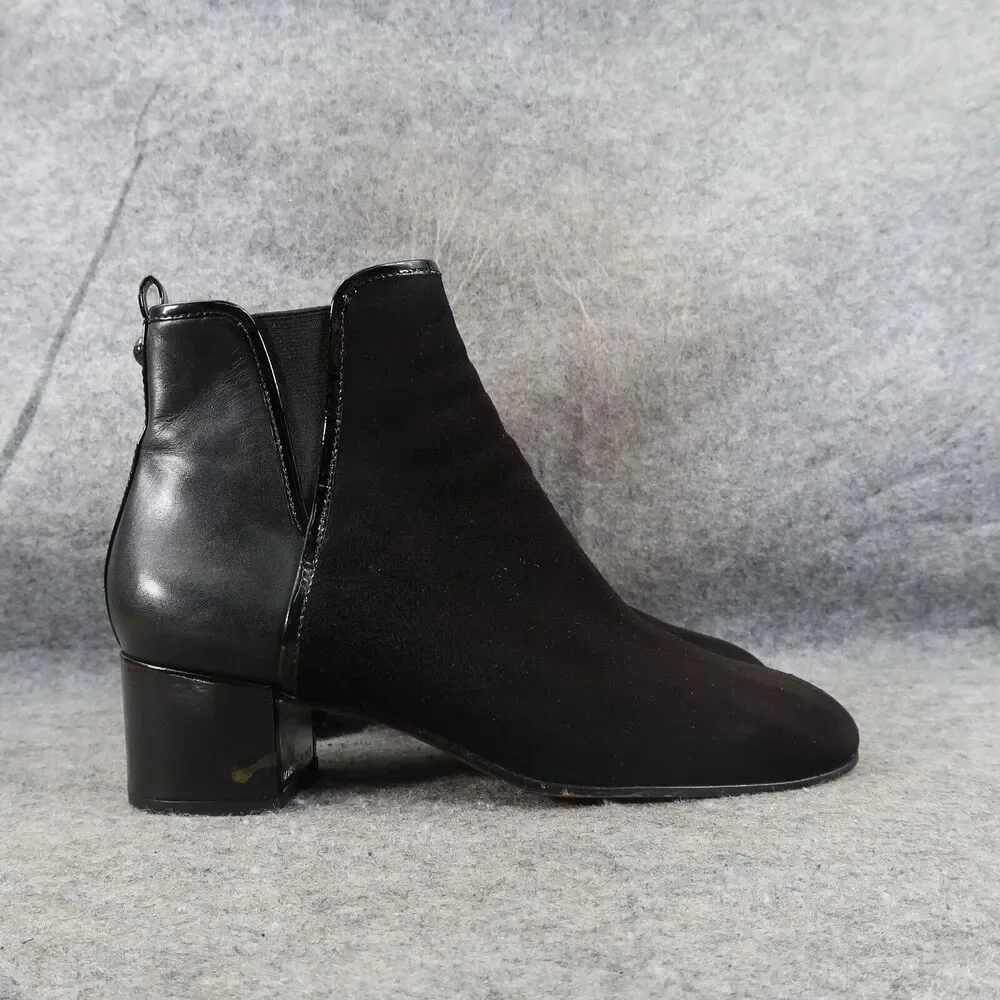 Donald Pliner Shoe Women 8 Bootie Fashion Classic Leather Suede Block Heel Black